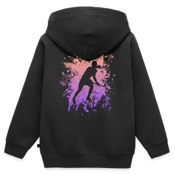 Hockeyeuse Hockeyeuse Hockey Filles Hockey sur gazon - Sweat Premium à capuche zippé enfant bio - noir - Dos - AI Model Kid Male (0cm)