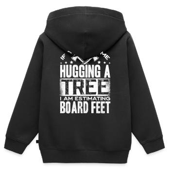 Étreinte d’arbres, travail du bois, menuisiers - Sweat Premium à capuche zippé enfant bio - noir - Dos - AI Model Kid Male (0cm)
