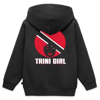 Fille de Trinité-et-Tobago - Sweat Premium à capuche zippé enfant bio - noir - Dos - AI Model Kid Male (0cm)