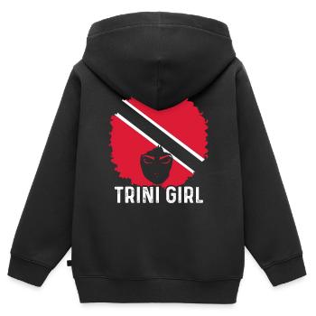 Fille de Trinité-et-Tobago - Sweat Premium à capuche zippé enfant bio - noir - Dos - AI Model Kid Male (0cm)