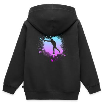 Boxen - Kinder Premium Organic Zip Hoodie - Schwarz - Hinten - AI Model Kid Male (0cm)