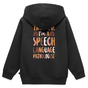Speech Therapist Therapy Assistant - Kinder Premium Organic Zip Hoodie - Schwarz - Hinten - AI Model Kid Male (0cm)