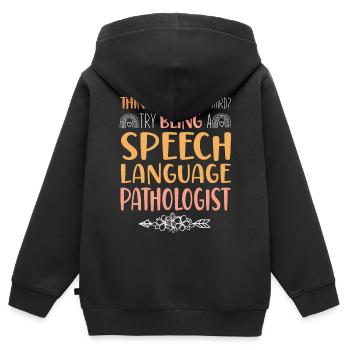 Speech Therapist Therapy Assistant - Kinder Premium Organic Zip Hoodie - Schwarz - Hinten - AI Model Kid Male (0cm)