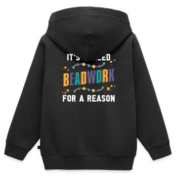 Perles C’est ce qu’on appelle le perlage Perles Perles de bijoux - Sweat Premium à capuche zippé enfant bio - noir - Dos - AI Model Kid Male (0cm)