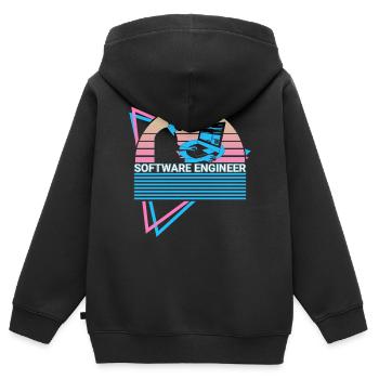 Software Engineer Software Engineering Retro - Kids Premium Organic Zip-up Hoodie - black - Back - AI Model Kid Male (0cm)