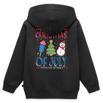 Célébration du Jour de l’Indépendance Noël dans le - Sweat Premium à capuche zippé enfant bio - noir - Dos - AI Model Kid Male (0cm)