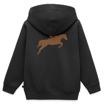 Équitation - Sweat Premium à capuche zippé enfant bio - noir - Dos - AI Model Kid Male (0cm)