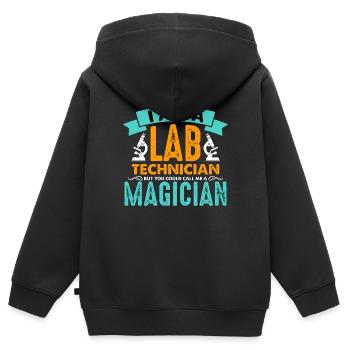 Technicien de laboratoire Je suis un technicien de laboratoire mais un scientifique - Sweat Premium à capuche zippé enfant bio - noir - Dos - AI Model Kid Male (0cm)