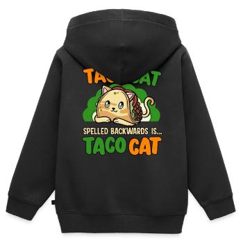 Taco cat spells backwards animal rights - Kids Premium Organic Zip-up Hoodie - black - Back - AI Model Kid Male (0cm)