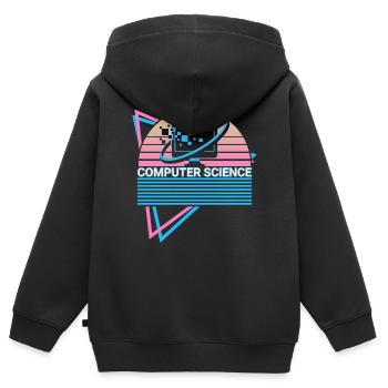 Informatique Rétro - Sweat Premium à capuche zippé enfant bio - noir - Dos - AI Model Kid Male (0cm)