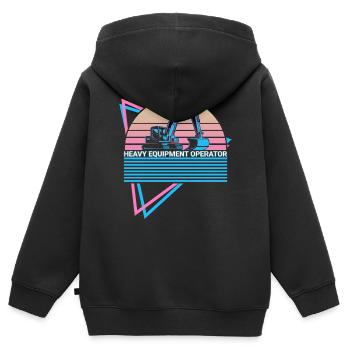 Bediener von schwerem Gerät Retro - Kinder Premium Organic Zip Hoodie - Schwarz - Hinten - AI Model Kid Male (0cm)