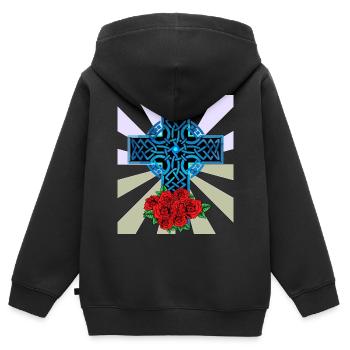 Weihnachtsgeschenk Christentum Kreuz Jesus Gott - Kinder Premium Organic Zip Hoodie - Schwarz - Hinten - AI Model Kid Male (0cm)