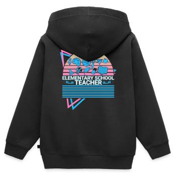 Rétro des enseignants du primaire - Sweat Premium à capuche zippé enfant bio - noir - Dos - AI Model Kid Male (0cm)