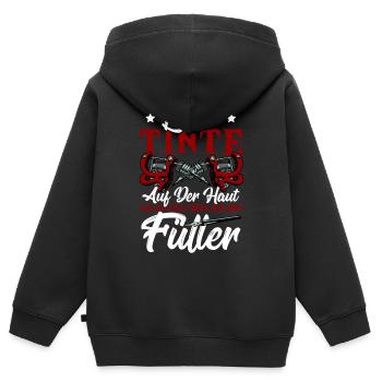 Lieber Tinte Auf Der Haut Als Zu Viel Tinte Auf - Kinder Premium Organic Zip Hoodie - Schwarz - Hinten - AI Model Kid Male (0cm)