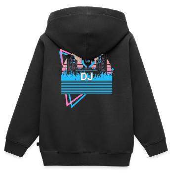 Dj Disc Jockey Retro - Kinder Premium Organic Zip Hoodie - Schwarz - Hinten - AI Model Kid Male (0cm)