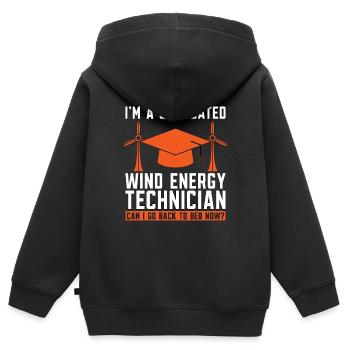 Wind Turbine Tech I'm A Graduated Wind Electricity - Kinder Premium Organic Zip Hoodie - Schwarz - Hinten - AI Model Kid Male (0cm)