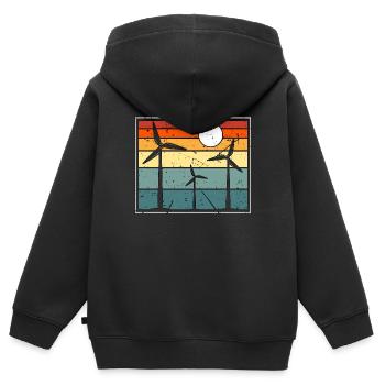 Wind Turbine Tech Windmill Retro Renewable Energy - Kinder Premium Organic Zip Hoodie - Schwarz - Hinten - AI Model Kid Male (0cm)