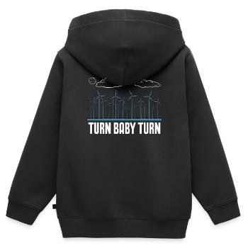 Wind Turbine Tech Turn Baby Turn Renewable Energy - Kids Premium Organic Zip-up Hoodie - black - Back - AI Model Kid Male (0cm)