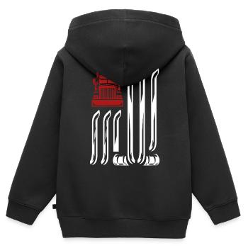 Camionneur Drapeau américain - Sweat Premium à capuche zippé enfant bio - noir - Dos - AI Model Kid Male (0cm)