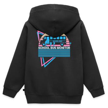 Schulbus-Monitor Retro - Kinder Premium Organic Zip Hoodie - Schwarz - Hinten - AI Model Kid Male (0cm)