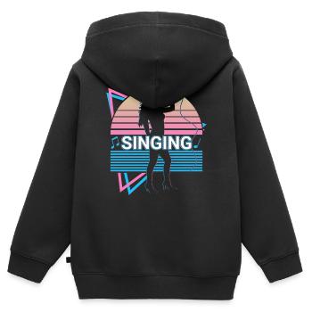 Gesang Sängerin Retro - Kinder Premium Organic Zip Hoodie - Schwarz - Hinten - AI Model Kid Male (0cm)
