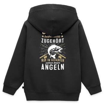 Angeln - Kinder Premium Organic Zip Hoodie - Schwarz - Hinten - AI Model Kid Male (0cm)