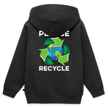 Recycling Please Recycle Reuse Go Green Recycler - Kinder Premium Organic Zip Hoodie - Schwarz - Hinten - AI Model Kid Male (0cm)