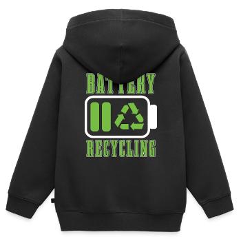 Recycling Battery Recycling Conservation Recycler - Kinder Premium Organic Zip Hoodie - Schwarz - Hinten - AI Model Kid Male (0cm)