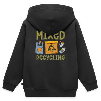 Recycling Mixed Recycling Reuse Go Green Recycler - Kinder Premium Organic Zip Hoodie - Schwarz - Hinten - AI Model Kid Male (0cm)