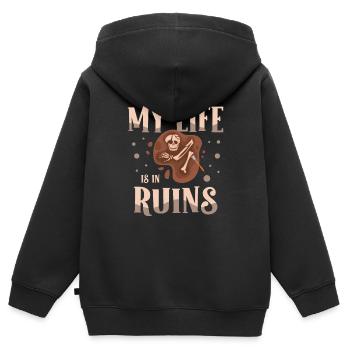 Ma vie est en ruines Archéologue - Sweat Premium à capuche zippé enfant bio - noir - Dos - AI Model Kid Male (0cm)