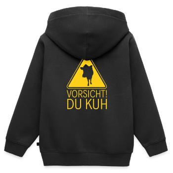 Vorsicht Kuh - Kinder Premium Organic Zip Hoodie - Schwarz - Hinten - AI Model Kid Male (0cm)