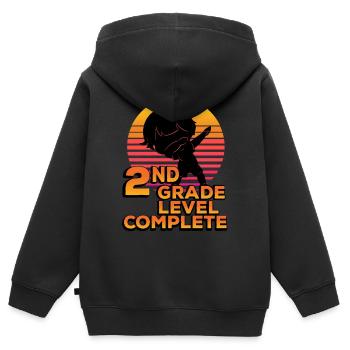 2. Klassenstufe Vollständige Silhouette Tupfende - Kinder Premium Organic Zip Hoodie - Schwarz - Hinten - AI Model Kid Male (0cm)