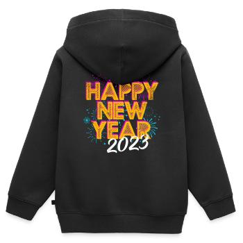 Happy New Year 2023 Silvester Neujahr - Kinder Premium Organic Zip Hoodie - Schwarz - Hinten - AI Model Kid Male (0cm)