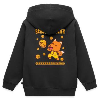 Basketballer Fox Playing Basketball Player Loading - Kids Premium Organic Zip-up Hoodie - black - Back - AI Model Kid Male (0cm)