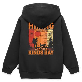 Wanderer Wandern Natur Hunde Hund Hundeliebhaber - Kinder Premium Organic Zip Hoodie - Schwarz - Hinten - AI Model Kid Male (0cm)