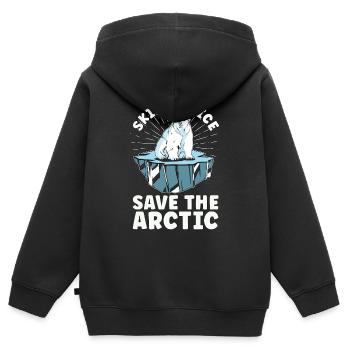 Global Warming Skip The Ice Environment Awareness - Kinder Premium Organic Zip Hoodie - Schwarz - Hinten - AI Model Kid Male (0cm)