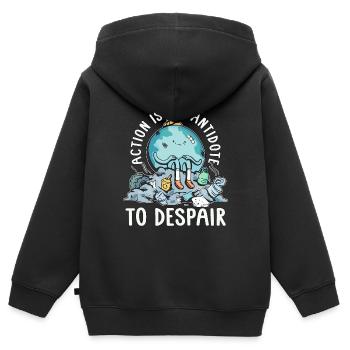 Global Warming Action Is The Antidote Environment - Kids Premium Organic Zip-up Hoodie - black - Back - AI Model Kid Male (0cm)