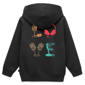 Podcast Host Podcaster Podcast LOVE Podcast Lover - Kids Premium Organic Zip-up Hoodie - black - Back - AI Model Kid Male (0cm)