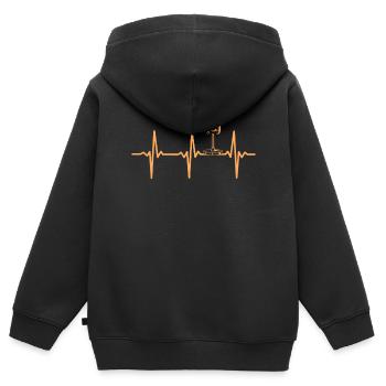 Podcaster Podcast Mic Podcast Heartbeat - Kids Premium Organic Zip-up Hoodie - black - Back - AI Model Kid Male (0cm)