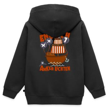 Piratenschiff Endlich 7 Jahre Junge Ehrentag Idee - Kinder Premium Organic Zip Hoodie - Schwarz - Hinten - AI Model Kid Male (0cm)