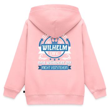 Wilhelm Name Vorname Namenstag Namensgeschenk - Kinder Premium Organic Zip Hoodie - Rosa - Hinten - AI Model Kid Female (0cm)