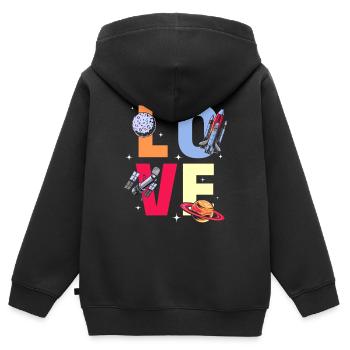 Love Solar System Space Ship Aerospace Space Fligh - Kids Premium Organic Zip-up Hoodie - black - Back - AI Model Kid Male (0cm)