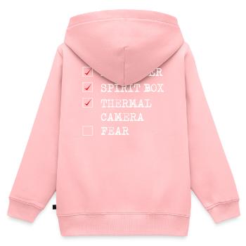 Ghost Hunter, compteur EMF, caméra thermique - Sweat Premium à capuche zippé enfant bio - rose - Dos - AI Model Kid Female (0cm)