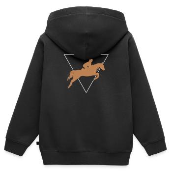 Reitsport - Kinder Premium Organic Zip Hoodie - Schwarz - Hinten - AI Model Kid Male (0cm)