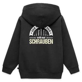 Der will nur Schrauben Kfz-Mechaniker Schrauber - Kinder Premium Organic Zip Hoodie - Schwarz - Hinten - AI Model Kid Male (0cm)