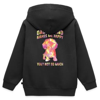 Dachshund Geschenk Dixie Wiener Doxie Dackel - Kinder Premium Organic Zip Hoodie - Schwarz - Hinten - AI Model Kid Male (0cm)