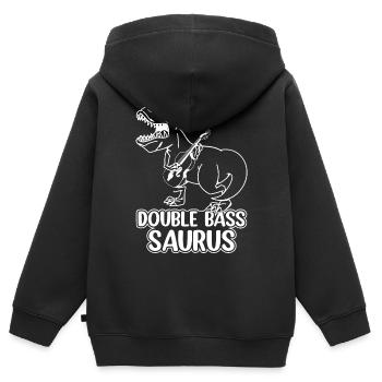 Double Bass Saurus - Contrabass Double Bassist Din - Kinder Premium Organic Zip Hoodie - Schwarz - Hinten - AI Model Kid Male (0cm)