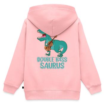 Double Bass Saurus - Dinosaure contrebassiste - Sweat Premium à capuche zippé enfant bio - rose - Dos - AI Model Kid Female (0cm)