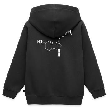 Molécule de sérotonineSymbole chimique Psychologue - Sweat Premium à capuche zippé enfant bio - noir - Dos - AI Model Kid Male (0cm)