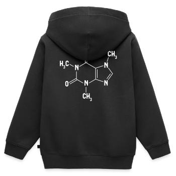 Amateurs de molécules de caféine du café chimique - Sweat Premium à capuche zippé enfant bio - noir - Dos - AI Model Kid Male (0cm)
